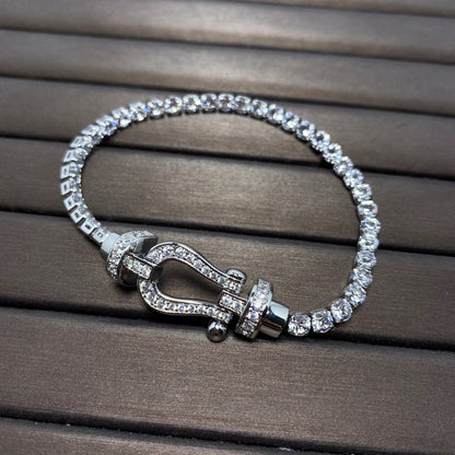 [Moco]FORCE  LARGE HORSESHOE FULL DIAMOND TENNIS BRACELET