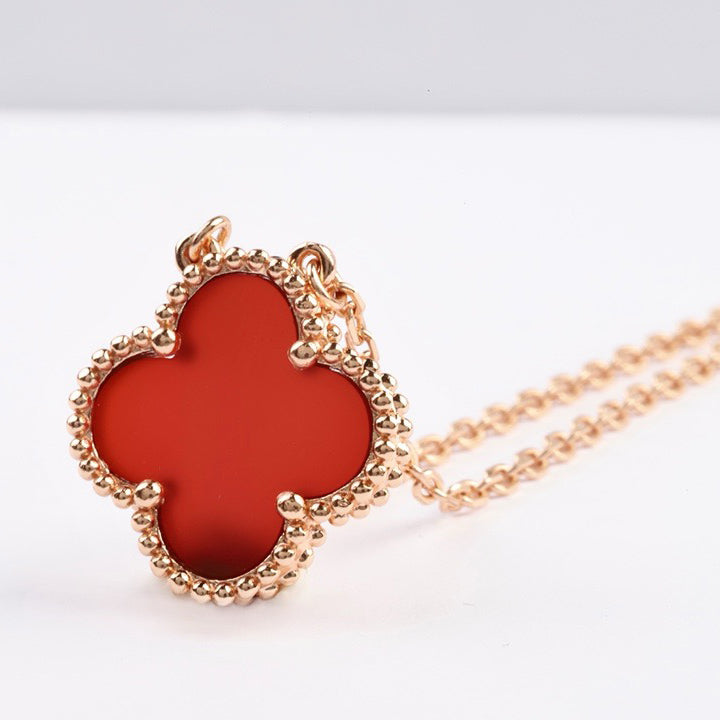 [Moco]CLOVER 15MM CARNELIAN SINGLE FLOWER NECKLACE