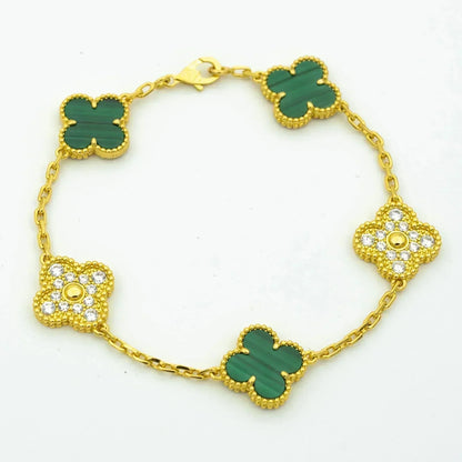 [Moco]CLOVER  5 MOTIF MALACHITE DIAMOND BRACELET