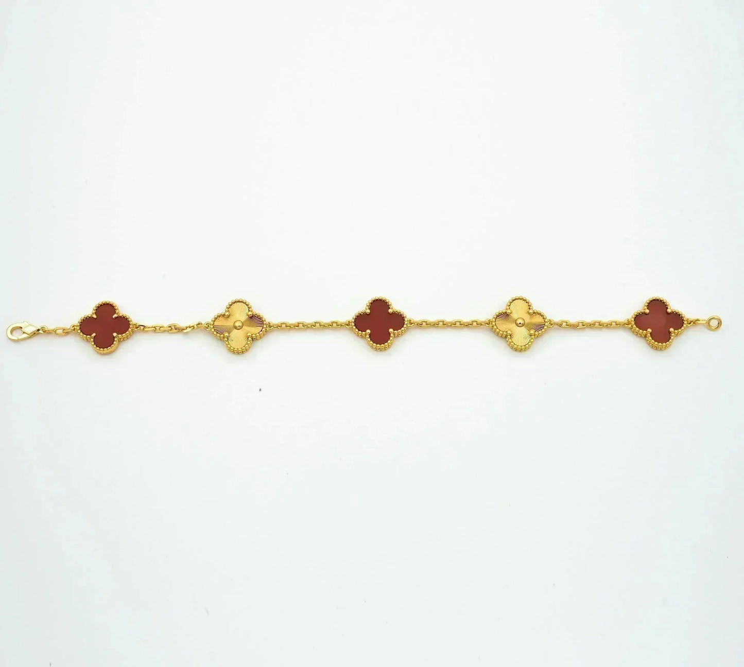 [Moco]CLOVER  5 MOTIFS CARNELIAN GOLD BRACELET