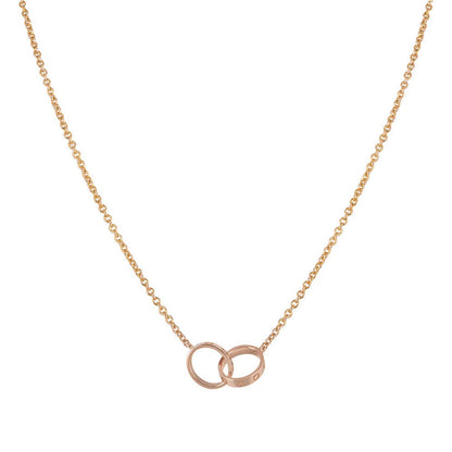 [Moco]LOVE NECKLACE DOUBLE RING PINK GOLD