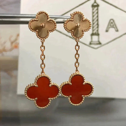 [Moco]CLOVER 2 MOTIF  LASER CARNELIAN EARRINGS