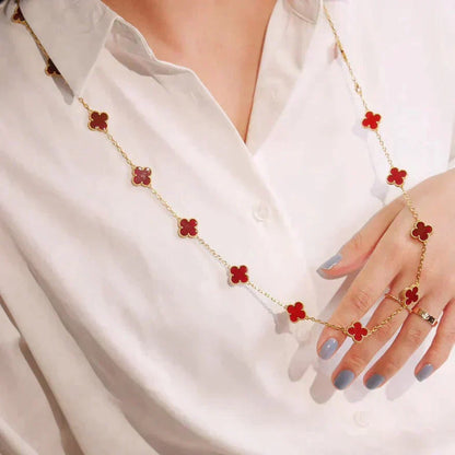 [Moco]CLOVER 20 MOTIFS CARNELIAN NECKLACE