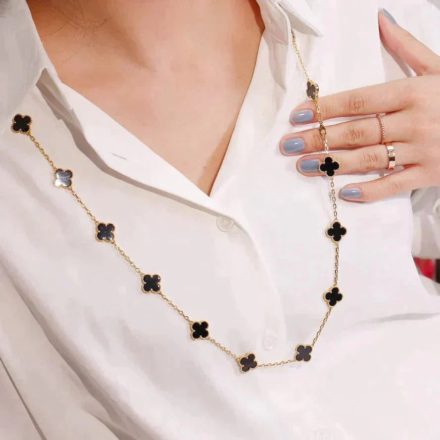 [Moco]CLOVER 20 MOTIFS ONYX NECKLACE