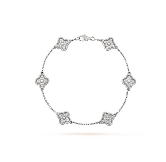 [Moco]CLOVER 6 MOTIF SILVER DIAMOND BRACELET