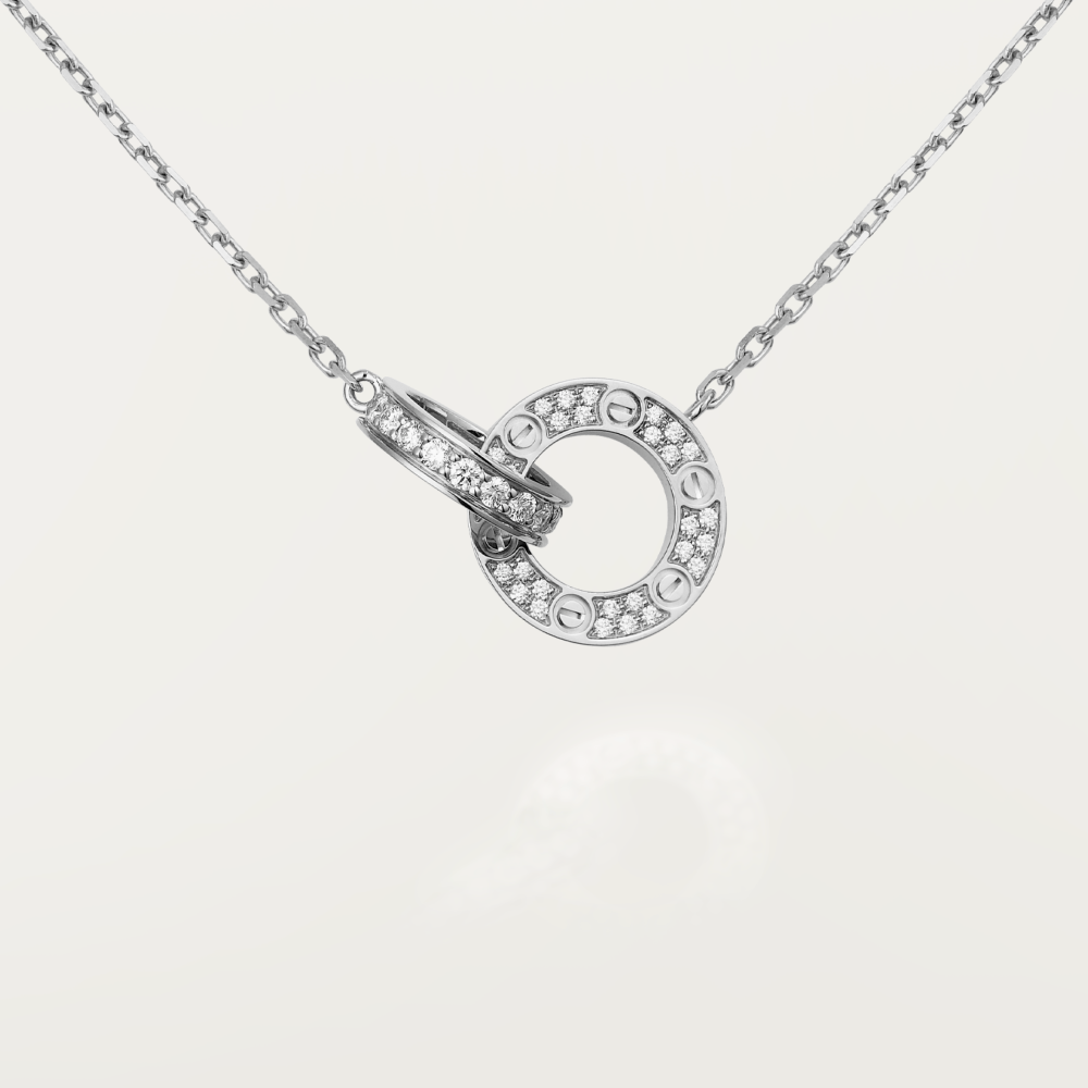 [Moco]LOVE 7.6MM NECKLACE ROSE GOLD AND SILVER  FULL DIAMOND