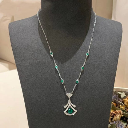 [Moco]DREAM NECKLACE MALACHITE DIAMOND SILVER