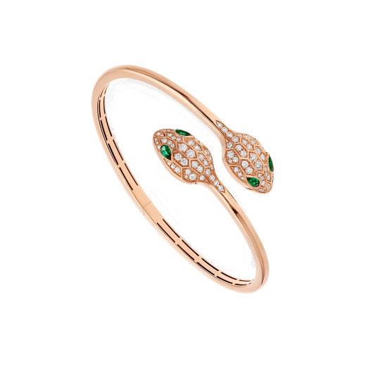 [Moco]SERPENTI BRACELET PINK GOLD MALACHITE DIAMOND DOUBLE SNAKE