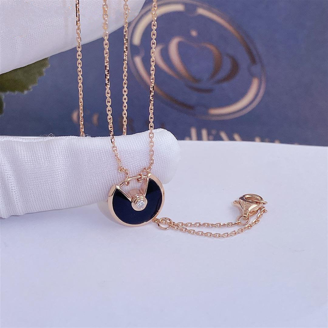 [Moco]AMULETTE ROSE GOLD ONYX NECKLACE