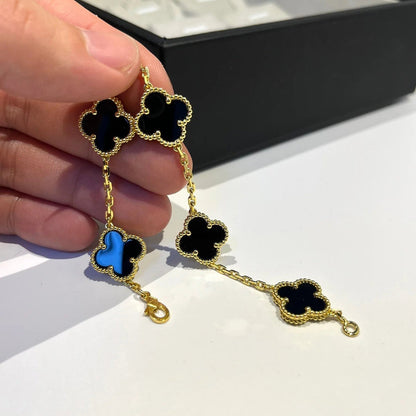 [Moco]CLOVER  5 MOTIFS BLACK ONYX BRACELET