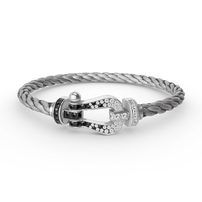 [Moco]FORCE LARGE HORSESHOE BLACK WHITE DIAMOND BRACELET SILVER