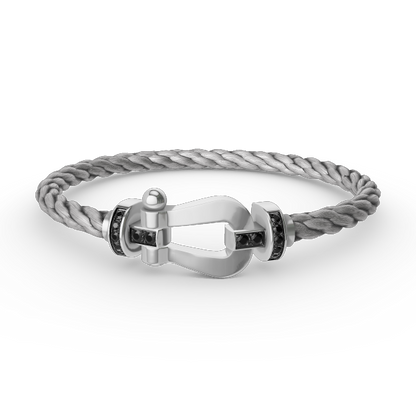 [Moco]FORCE LARGE HORSESHOE BLACK DIAMOND BRACELET SILVER