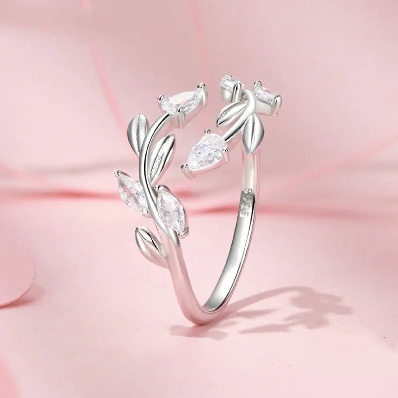 Simple Leaf Adjustable Ring Lucky Leaves Statement