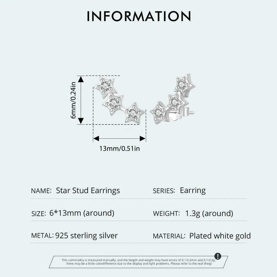 Silver Tiny Star Earrings Studs for Women Teen Girls