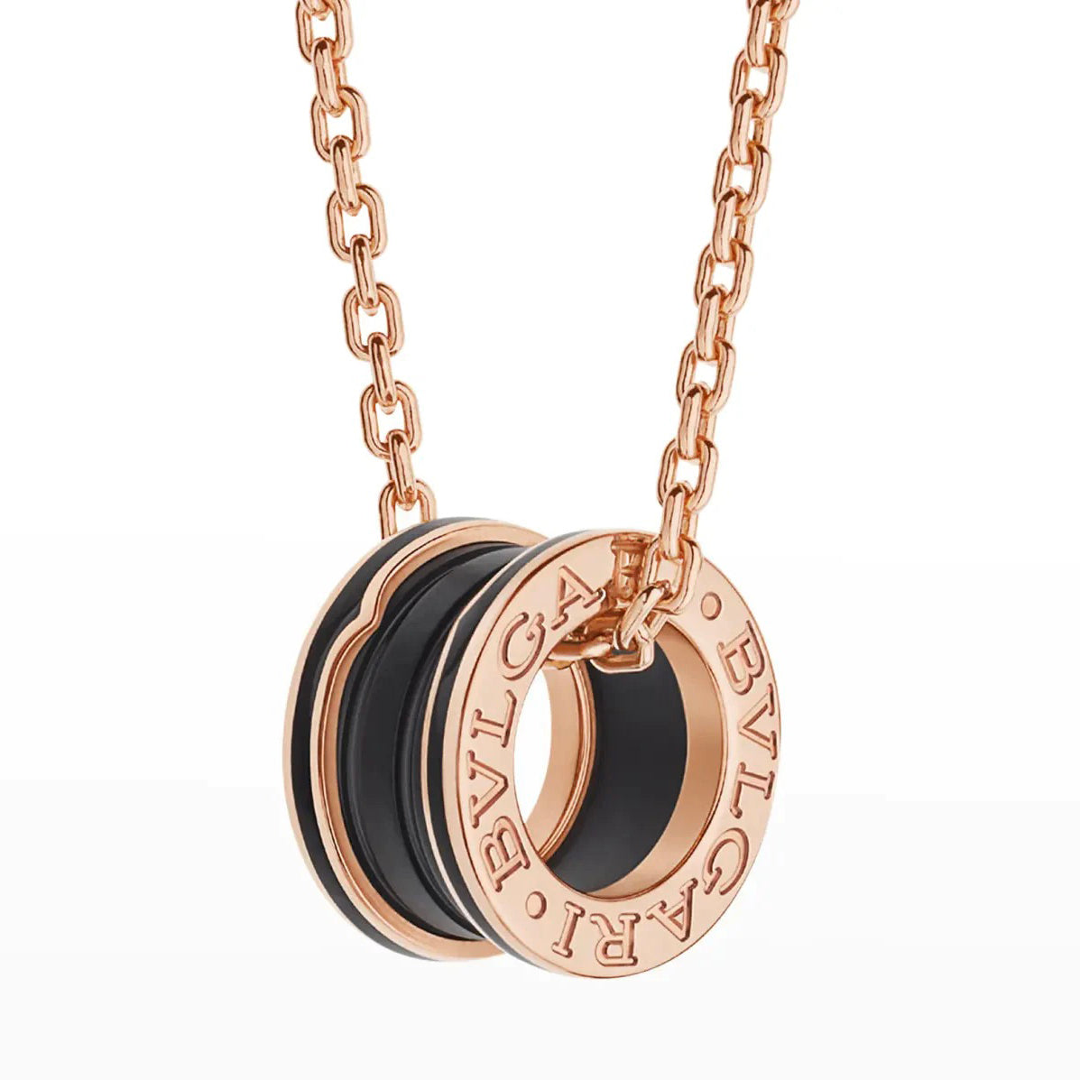 [Moco]ZERO 1 BLACK CERAMIC PINK GOLD NECKLACE