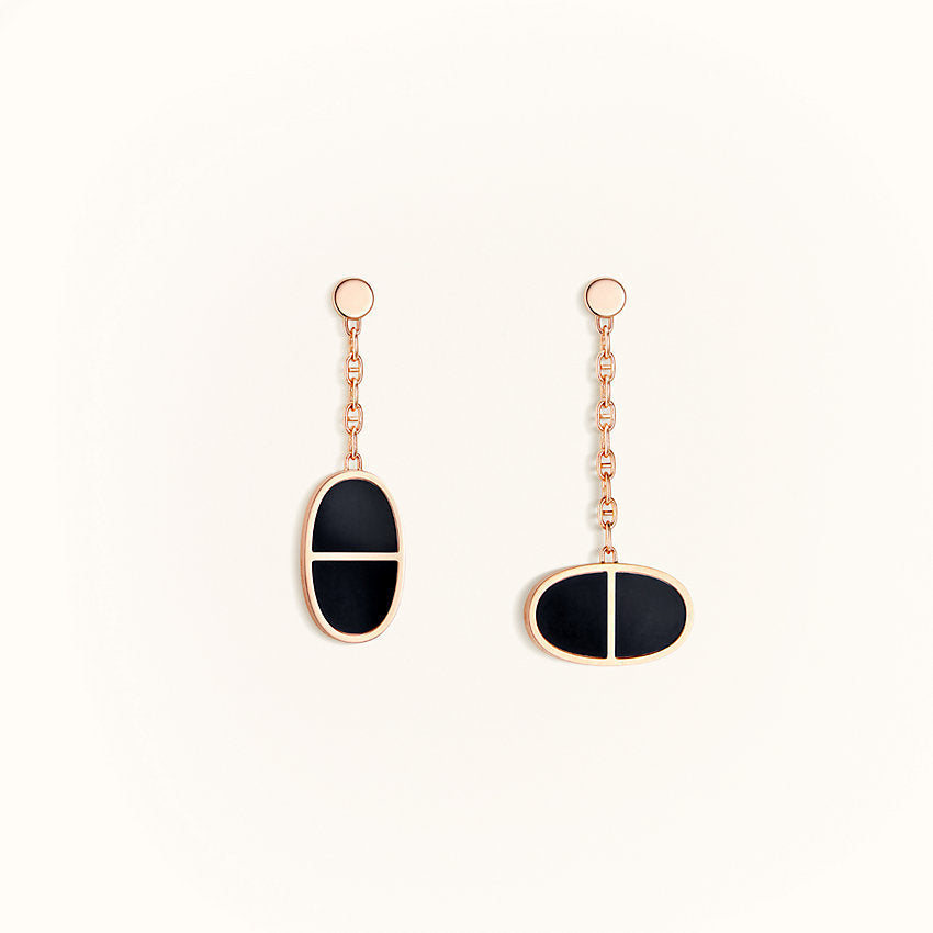 [Moco]CHAINE VERSO BLACK CERAMIC EARRINGS