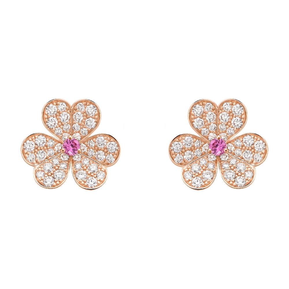 [Moco]FRIVOLE PINK GOLD FLOWER DIAMOND EARRINGS