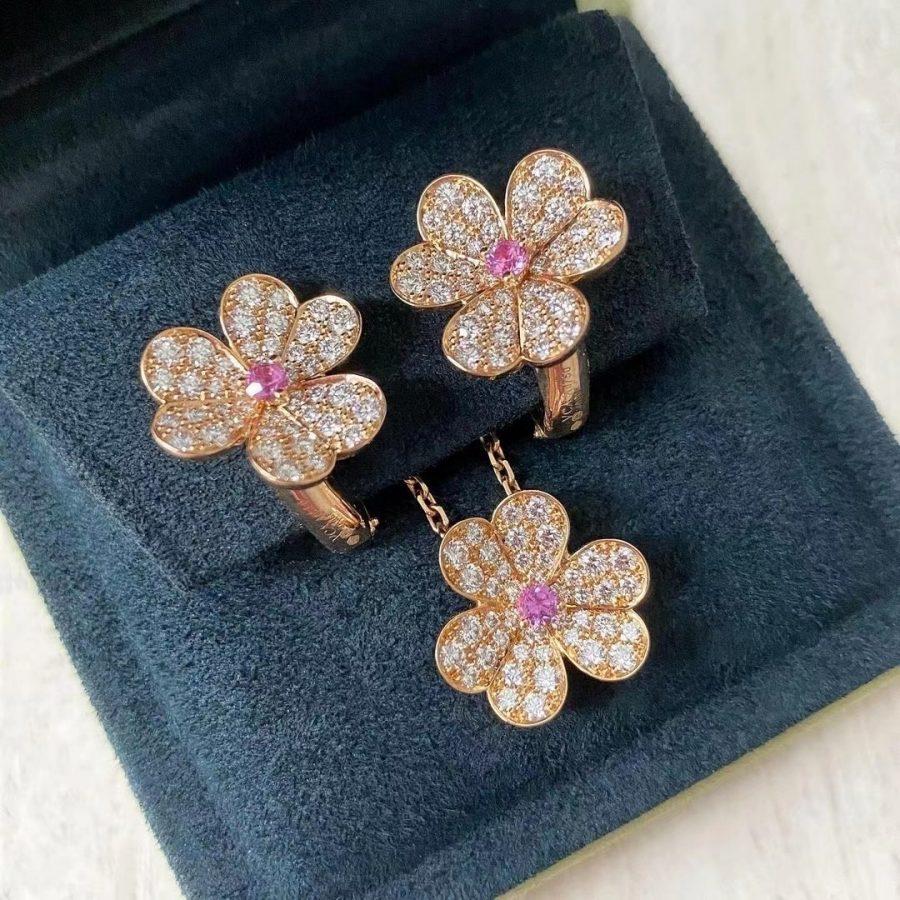 [Moco]FRIVOLE PINK GOLD FLOWER DIAMOND EARRINGS