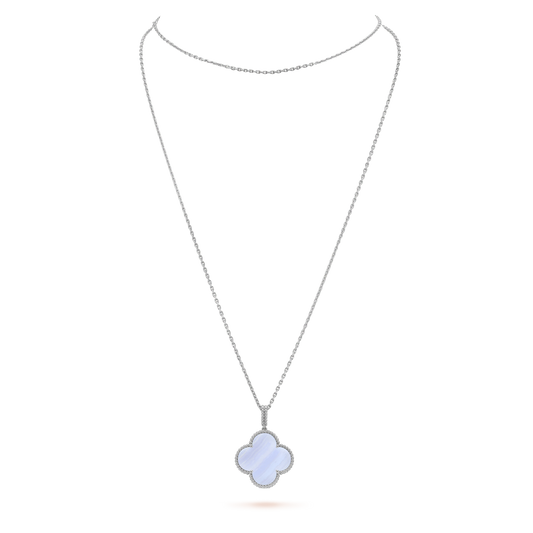 [Moco]CLOVER SILVER CHALCEDONY BIG CLOVER NECKLACE