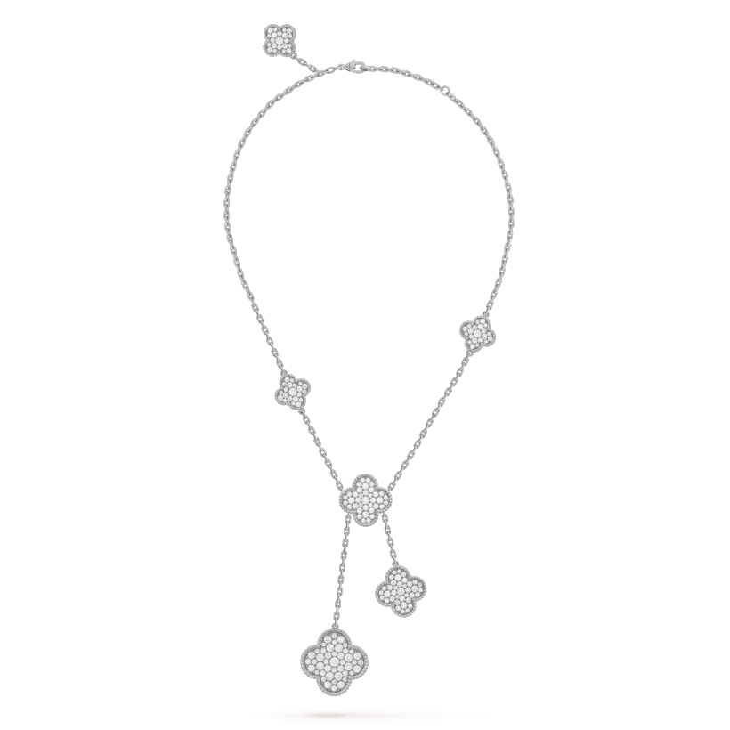 [Moco]CLOVER 5 MOTIFS SILVER DIAMONDS NECKLACE