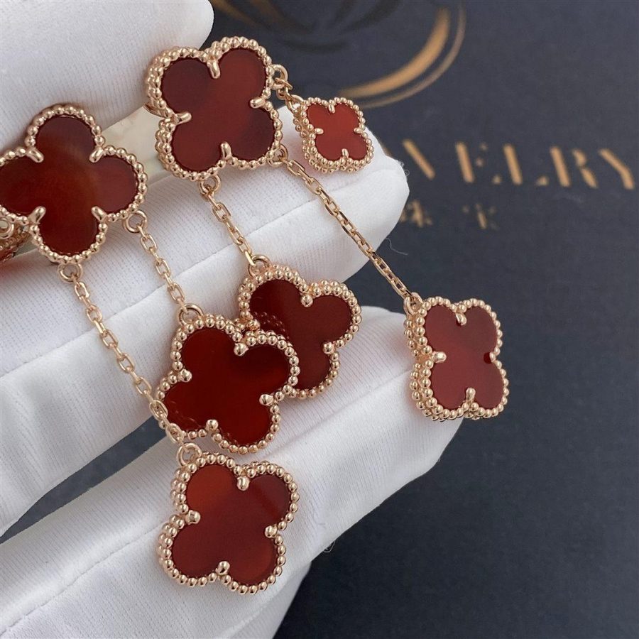 [Moco]CLOVER EARRINGS CARNELIAN 4 MOTIFS PINK GOLD