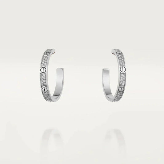 [MoCo]LOVE DIAMOND SILVER HOOP EARRINGS-w