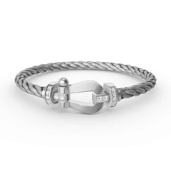 [Moco]FORCE LARGE HORSESHOE HALF DIAMOND BRACELET SILVER