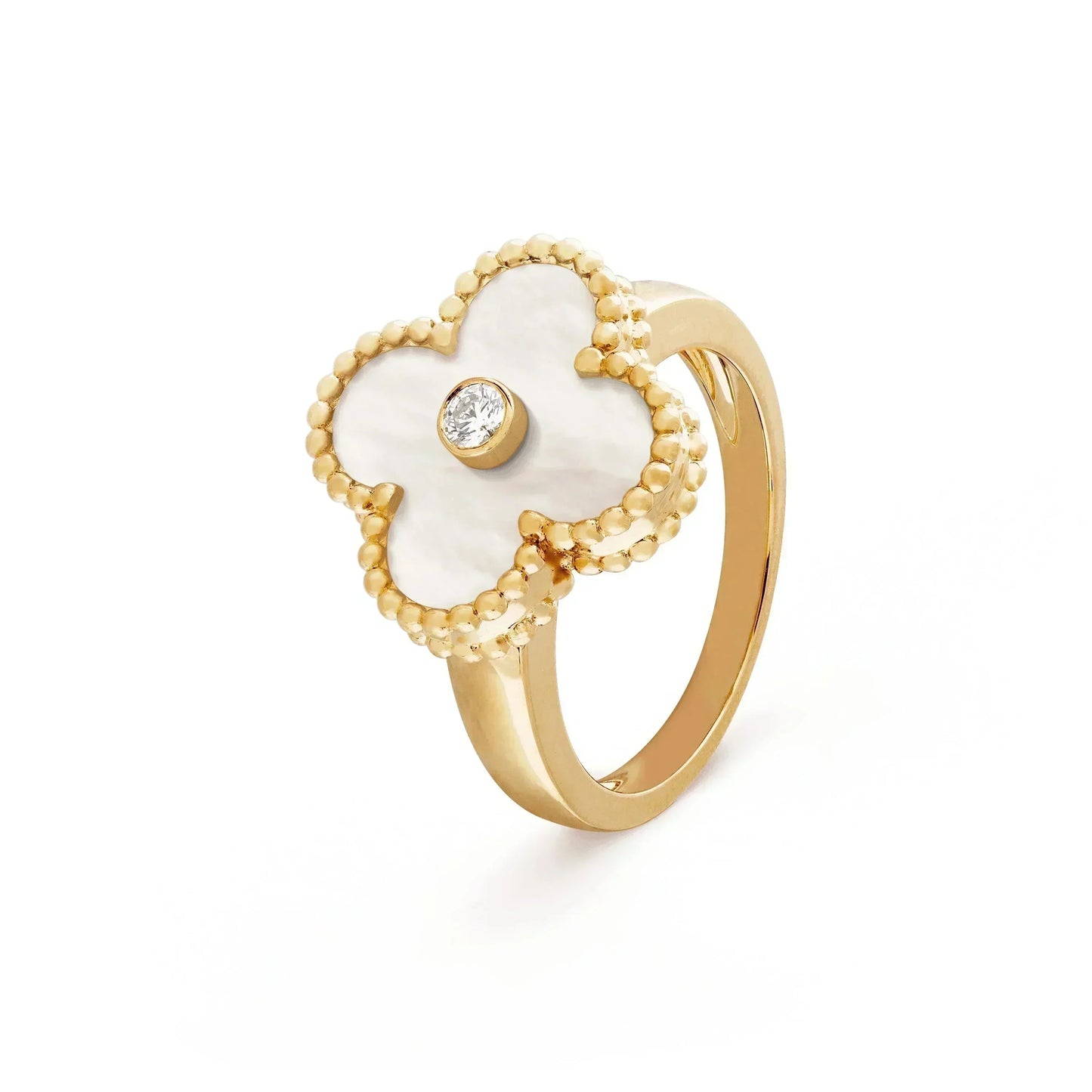 [Moco]CLOVER PINK MOP RING GOLD DIAMOND